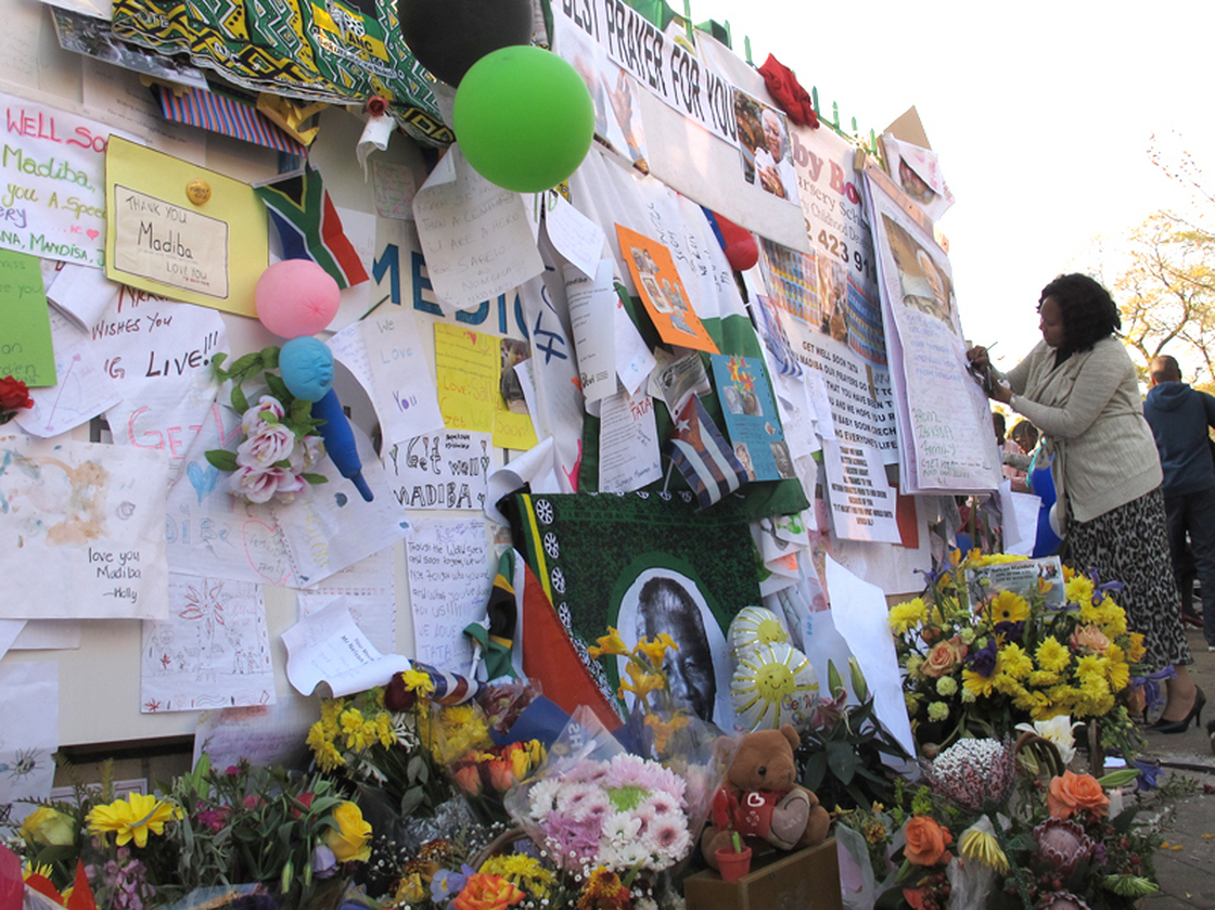 Well-wishers leave flowers, stuffed animals, posters, cards and balloons outside the entrance to the Mediclinic Heart Hospital. Well-wishers leave flowers, stuffed animals, posters, cards and balloons outside the entrance to the Mediclinic Heart Hospital.