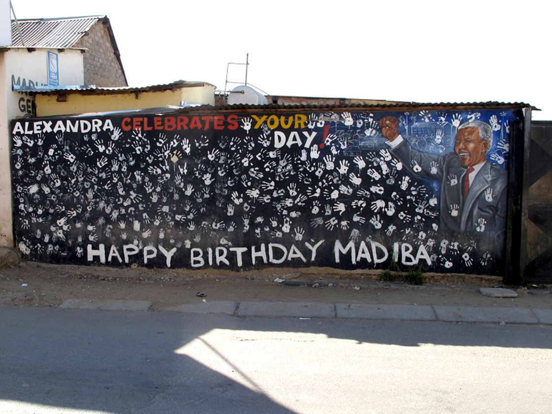 A wall dedicated to Mandela in the Alexandra Township in Johannesburg. It