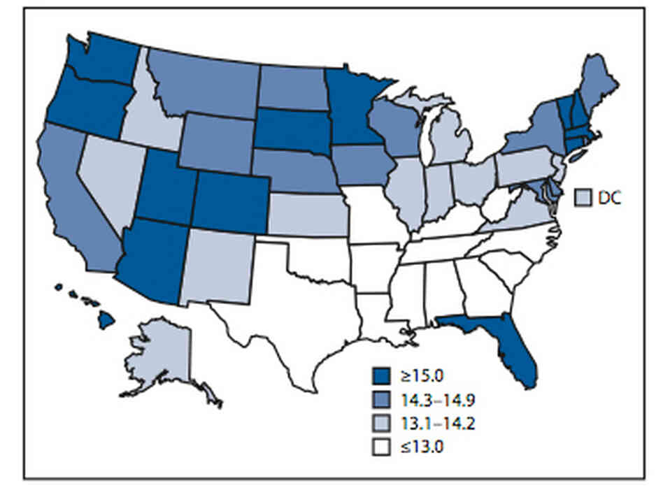 At age 65, Americans can expect 14 more healthy years on average. But that varies a lot depending on where you live. At age 65, Americans can expect 14 more healthy years on average. But that varies a lot depending on where you live.