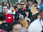 Fans crowd the entrance to the San Diego Convention Center on the first day of Comic-Con International 2013 in San Diego. Fans crowd the entrance to the San Diego Convention Center on the first day of Comic-Con International 2013 in San Diego.