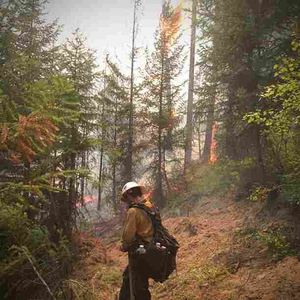 "As smoke hindered my breathing and sweat entered my eyes, I pulled my iPhone from my left chest pocket to make an attempt at capturing the fire making a push towards the line. The humidity was so high, my thumb couldn't slide the camera open ... It was time to stash the phone and move." "As smoke hindered my breathing and sweat entered my eyes, I pulled my iPhone from my left chest pocket to make an attempt at capturing the fire making a push towards the line. The humidity was so high, my thumb couldn't slide the camera open ... It was time to stash the phone and move."