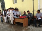 The collection line outside Kabul's Passport Office. NPR producer Sultan Faizy spent more than two weeks trying to get reporter Sean Carberry's visa renewed. The collection line outside Kabul's Passport Office. NPR producer Sultan Faizy spent more than two weeks trying to get reporter Sean Carberry's visa renewed.
