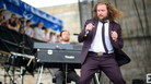 Jim James gets his groove on. Jim James gets his groove on.