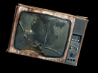 The old TV with a broken screen The old TV with a broken screen