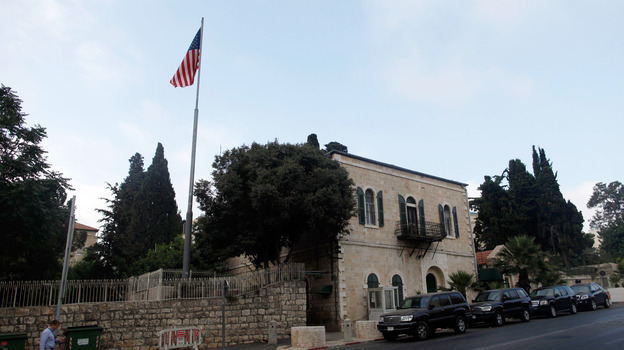 An American flag flies over the U.S. Consulate in Jerusalem on Sunday. (Getty Images)