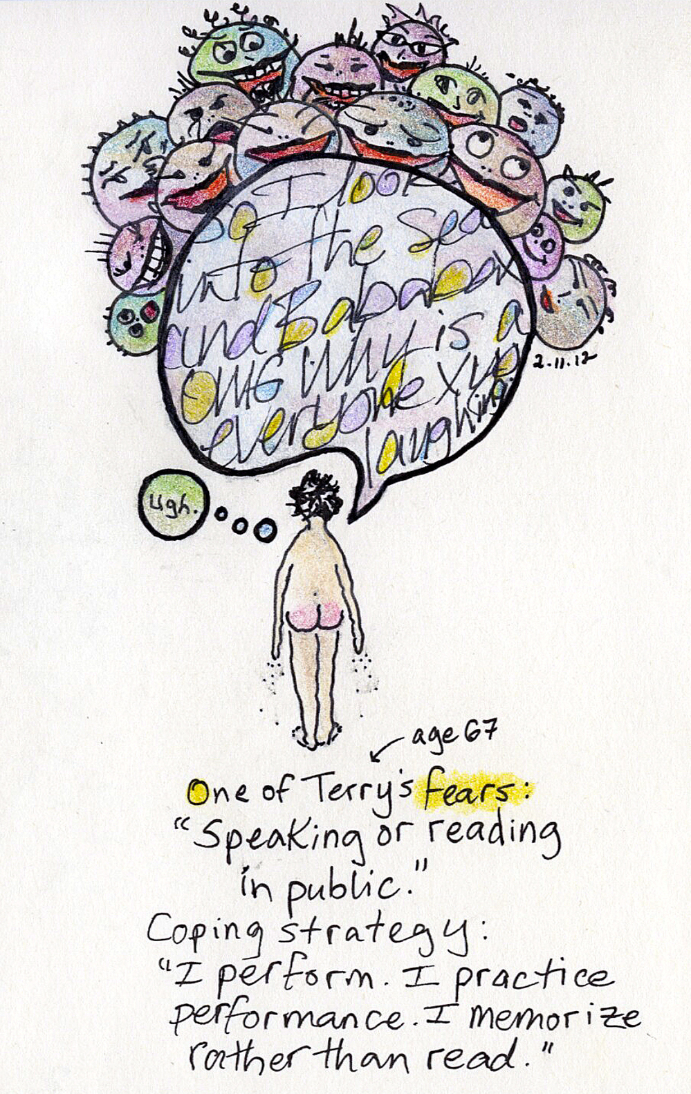 Terry, 67, fears speaking or reading in public.