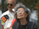Kochiyama looks at a memorial for World War II Japanese-American internees at the Rohwer Relocation Center in Rohwer, Ark., in 2004. Kochiyama looks at a memorial for World War II Japanese-American internees at the Rohwer Relocation Center in Rohwer, Ark., in 2004.