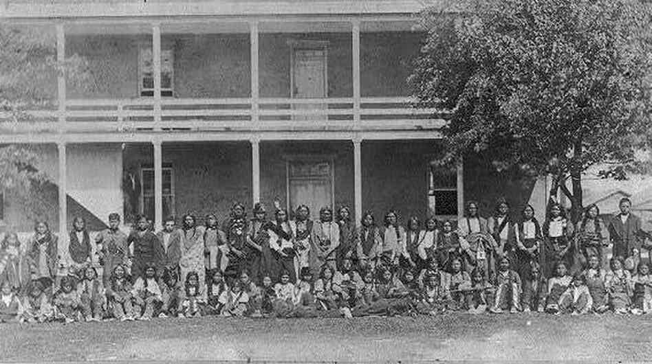 Sioux children as they arrived at the Indian School at Carlisle Barracks, Oct. 5 1879. Sioux children as they arrived at the Indian School at Carlisle Barracks, Oct. 5 1879.