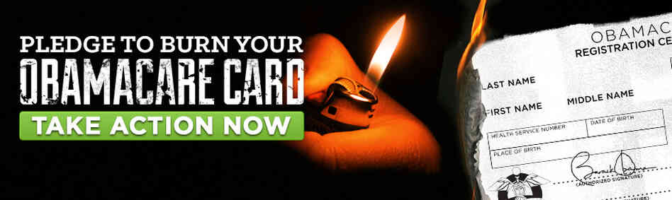 A screenshot from the FreedomWorks website, which is urging citizens opposed to the Affordable Care Act to opt out of the law's requirement to have insurance. It asks Americans to symbolically "burn your Obamacare card." In reality, no such card will exist. A screenshot from the FreedomWorks website, which is urging citizens opposed to the Affordable Care Act to opt out of the law's requirement to have insurance. It asks Americans to symbolically "burn your Obamacare card." In reality, no such card will exist.