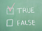 A green chalkboard with "true" and "false" written on it. A check mark in pink is next to the word "true." A green chalkboard with "true" and "false" written on it. A check mark in pink is next to the word "true."