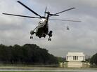 Marine One flys over the Lincoln Memorial with President Bill Clinton on board as he departed from the National Mall in May of 1999. Marine One flys over the Lincoln Memorial with President Bill Clinton on board as he departed from the National Mall in May of 1999.