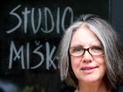 Fiber artist Freda Fairchild at the door of her Studio Miska (Dear Little Mouse). Fiber artist Freda Fairchild at the door of her Studio Miska (Dear Little Mouse).