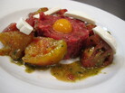 "The Truth" is the signature steak tartare of John J. Jeffries restaurant in Lancaster City, Pa. Served year-round, this summer it's accompanied by mozzarella and heirloom tomatoes. "The Truth" is the signature steak tartare of John J. Jeffries restaurant in Lancaster City, Pa. Served year-round, this summer it's accompanied by mozzarella and heirloom tomatoes.