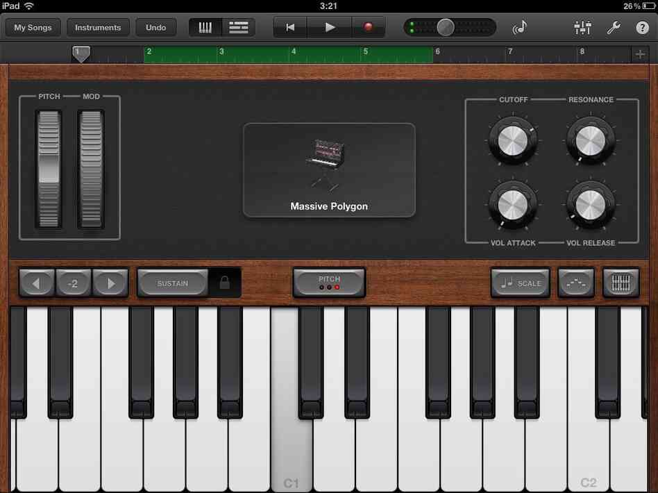 Apple's Garage Band for the iPad and iPhone includes virtual instruments, such as piano and drums, you can play like the real thing. Apple's Garage Band for the iPad and iPhone includes virtual instruments, such as piano and drums, you can play like the real thing.