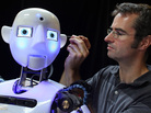 No matter what face you put on it, science is a powerful tool. Here, engineer Marcus Hold works on a nearly completed RoboThespian. Marvels of modern science, these fully interactive and multilingual humanoid robots are increasingly being sold to academic research groups. No matter what face you put on it, science is a powerful tool. Here, engineer Marcus Hold works on a nearly completed RoboThespian. Marvels of modern science, these fully interactive and multilingual humanoid robots are increasingly being sold to academic research groups.