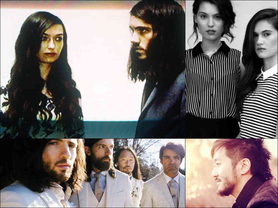Clockwise from upper left: Cults, Lily and Madeleine, Kishi Bashi, The Avett Brothers Clockwise from upper left: Cults, Lily and Madeleine, Kishi Bashi, The Avett Brothers