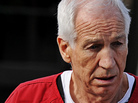 Former Penn State assistant football coach Jerry Sandusky leaves the Centre County Courthouse in Bellefonte, Pa., after being sentenced in his child sex abuse case in October of last year. Former Penn State assistant football coach Jerry Sandusky leaves the Centre County Courthouse in Bellefonte, Pa., after being sentenced in his child sex abuse case in October of last year.