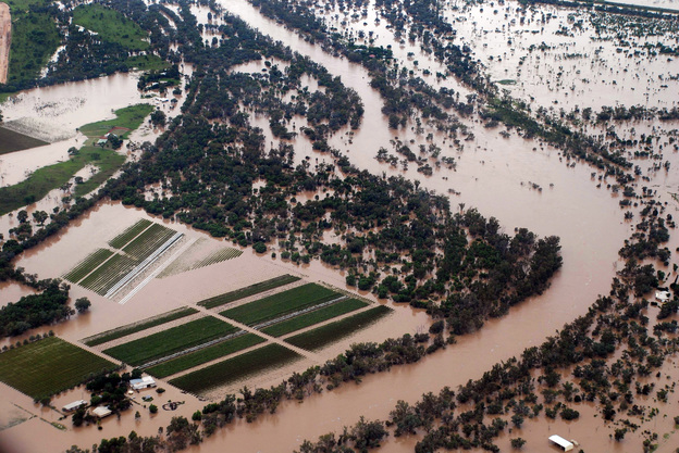Heavy rains in Australia in 2010 and 2011 flooded farmland and homes, like these in the Queensland state town of St. George, seen here on Feb. 7. 2011. (Image credit: AFP/Getty Images)