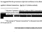 An image taken from the FISA court opinion released Wednesday. The document reveals instances in which the court saw the NSA overstepping in its surveillance efforts. An image taken from the FISA court opinion released Wednesday. The document reveals instances in which the court saw the NSA overstepping in its surveillance efforts.