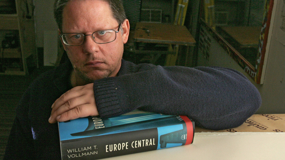 Author William T. Vollmann poses in his studio in Sacramento, Calif., in 2005.