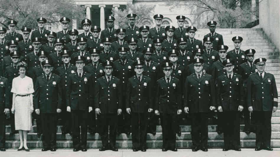 Joseph Burden (third row, third from right) with his graduating class at Washington, D.C.'s Metropolitan Police Department training academy in 1960. Every officer on the force was required to work the day of the March on Washington. Joseph Burden (third row, third from right) with his graduating class at Washington, D.C.'s Metropolitan Police Department training academy in 1960. Every officer on the force was required to work the day of the March on Washington.