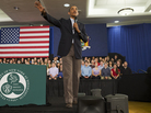 President Obama speaks at a town hall-style meeting at SUNY Binghamton on Friday. President Obama speaks at a town hall-style meeting at SUNY Binghamton on Friday.