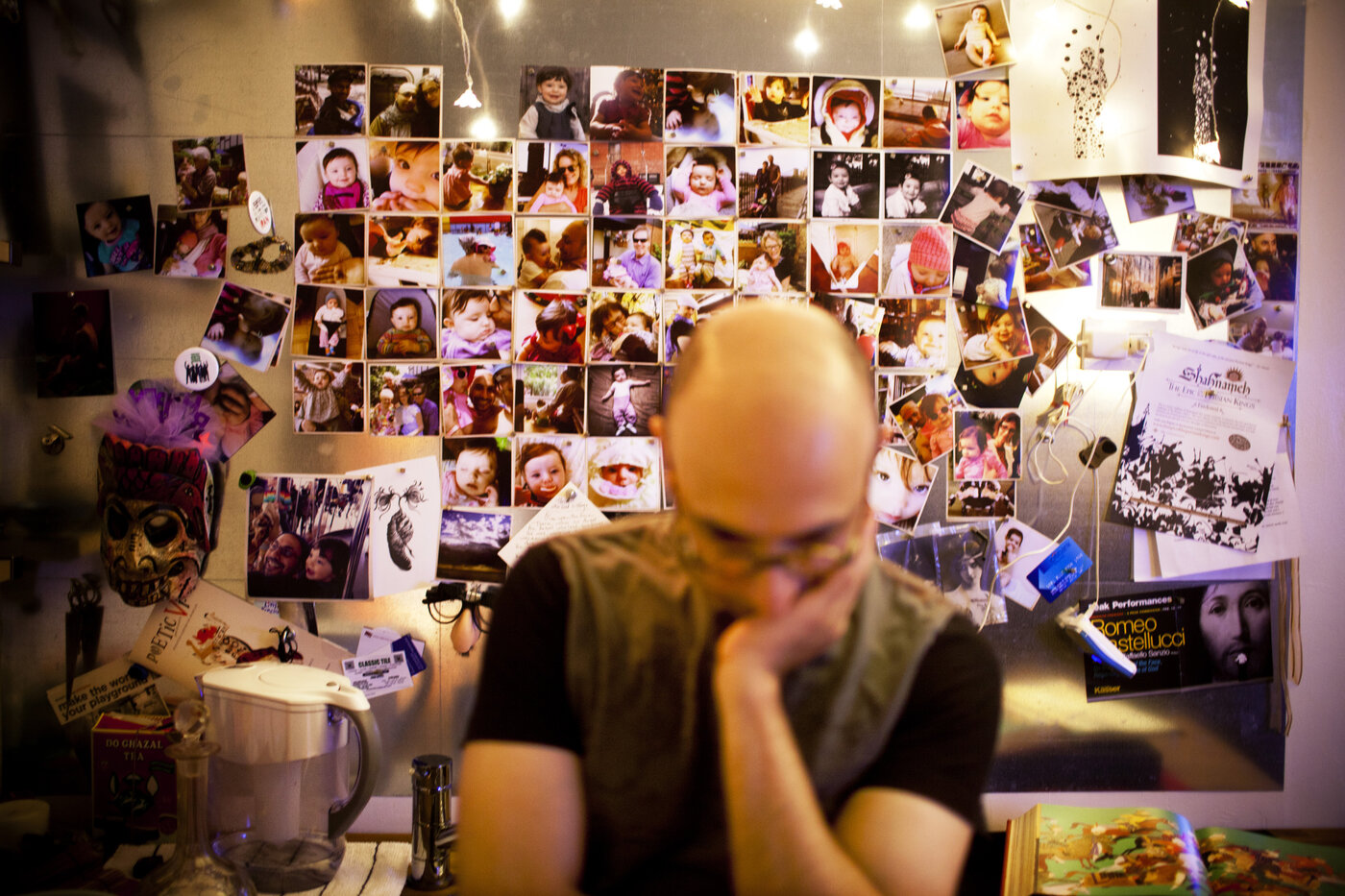 Rahmanian spent 10,000 hours over more than three years cobbling together the new Shahnameh, leaving little time for his family. Images of his wife and daughter adorn his studio walls. Rahmanian spent 10,000 hours over more than three years cobbling together the new Shahnameh, leaving little time for his family. Images of his wife and daughter adorn his studio walls.