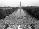 Crowds gather in front of the Washington Monument during the "March on Washington For Jobs and Freedom" in 1963. Crowds gather in front of the Washington Monument during the "March on Washington For Jobs and Freedom" in 1963.
