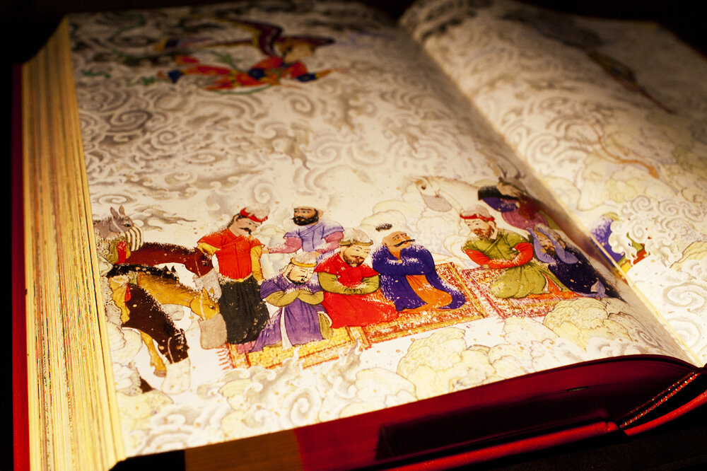 In the story of the occultation of King Kay Khosrow, the king of Iran is directed by the angel Soroush to climb a mountain to ascend to the heavens. His loyal knights follow him, but when they fail to heed his warning to return promptly to the palace, they are trapped by a winter storm and die on the mountain side. In the story of the occultation of King Kay Khosrow, the king of Iran is directed by the angel Soroush to climb a mountain to ascend to the heavens. His loyal knights follow him, but when they fail to heed his warning to return promptly to the palace, they are trapped by a winter storm and die on the mountain side.