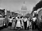 Charter bus passengers look for their transportation home after the March on Washington of Aug. 28, 1963. Charter bus passengers look for their transportation home after the March on Washington of Aug. 28, 1963.