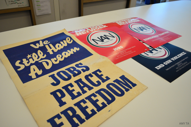 Democratic strategist Donna Brazile collected posters from the March on Washington — then and now. (Image credit: NPR)