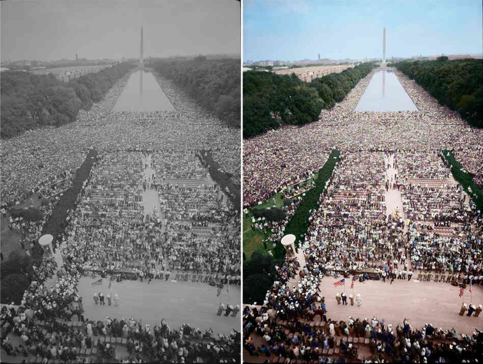 An aerial view of the march. Colorized by Frank Augrandjean. An aerial view of the march. Colorized by Frank Augrandjean.