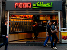 The Febo snack bar is open all night. The Febo snack bar is open all night.