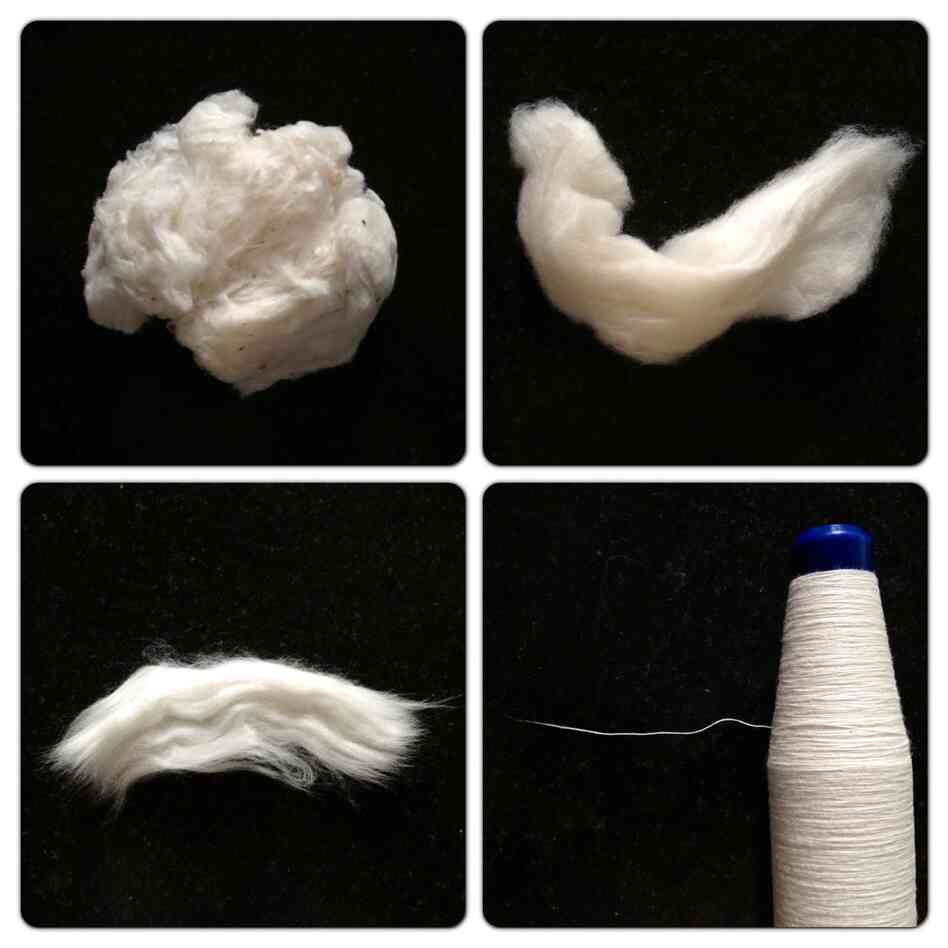 From raw cotton to yarn, in four steps From raw cotton to yarn, in four steps