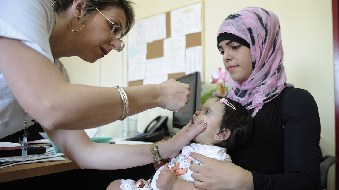 In early August, Israel launched a mass campaign to vaccinate children against polio, including this little girl at a clinic in Rahat.