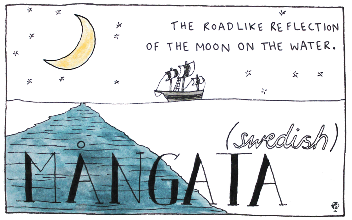 The word for the glimmering, roadlike reflection that the moon creates on water. The word for the glimmering, roadlike reflection that the moon creates on water.