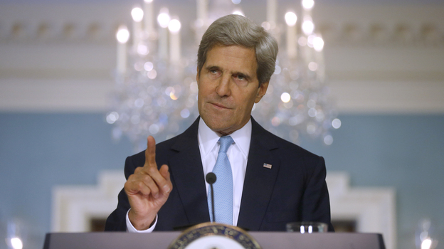 Secretary of State John Kerry speaks Friday at the State Department. (AP)