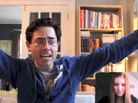 Mark Malkoff makes a Skype call to Belgium. Mark Malkoff makes a Skype call to Belgium.
