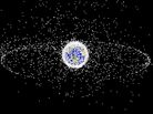 A computer image generated by NASA shows objects orbiting Earth, including those in geosynchronous orbit at a high altitude. The objects are not to scale. A computer image generated by NASA shows objects orbiting Earth, including those in geosynchronous orbit at a high altitude. The objects are not to scale.