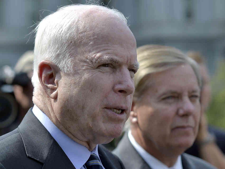 Sen. John McCain, R-Ariz., and Sen. Lindsey Graham, R-S.C., met with President Obama on Sunday at the White House. Sen. John McCain, R-Ariz., and Sen. Lindsey Graham, R-S.C., met with President Obama on Sunday at the White House.