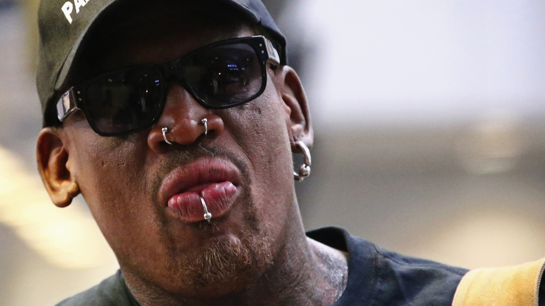 Former basketball star Dennis Rodman at Beijing Capital International Airport on Tuesday, before his flight to Pyongyang, North Korea.