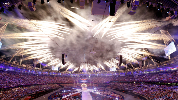 Fireworks at closing ceremony of the 2012 Summer Olympics in London. (AP)