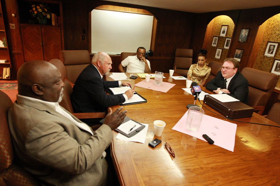 NAACP leaders from the Casper, Wyo., branch speak with members of the KKK at a heavily guarded meeting this past week.