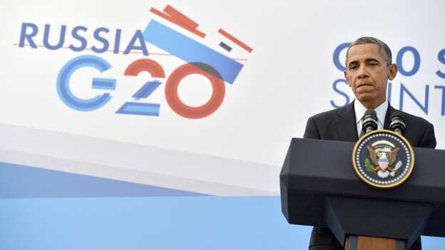 President Obama holds a press conference in St. Petersburg, Russia, on Friday on the sideline of the G-20 summit. (Image credit: AFP/Getty Images)