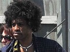 Andre 3000 on set as Jimi Hendrix. Andre 3000 on set as Jimi Hendrix.