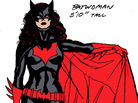 In this illustration released by DC Comics, Batwoman is shown as a 5-foot-10 superhero with flowing red hair, knee-high red boots with spiked heels, and a form-fitting black outfit. In this illustration released by DC Comics, Batwoman is shown as a 5-foot-10 superhero with flowing red hair, knee-high red boots with spiked heels, and a form-fitting black outfit.