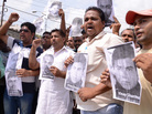 During a demonstration Wednesday, Indian activists hold posters of the four men convicted in the New Delhi gang rape case that shocked the country. During a demonstration Wednesday, Indian activists hold posters of the four men convicted in the New Delhi gang rape case that shocked the country.