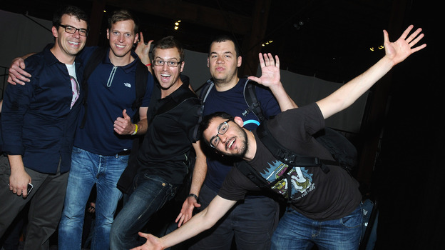 Hackers pose at Disrupt Hackathon in 2011. (Getty Images)