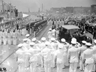 King George VI and Queen Elizabeth arrive at the Washington Navy Yard on June 9, 1939, to join President Franklin Roosevelt on a cruise down the Potomac River to Mount Vernon, Va. King George VI and Queen Elizabeth arrive at the Washington Navy Yard on June 9, 1939, to join President Franklin Roosevelt on a cruise down the Potomac River to Mount Vernon, Va.