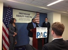 Bishop McNeil, who isn't a cleric despite his name, speaks to reporters Wednesday at a news conference to introduce the Freethought Equality Fund PAC. Bishop McNeil, who isn't a cleric despite his name, speaks to reporters Wednesday at a news conference to introduce the Freethought Equality Fund PAC.